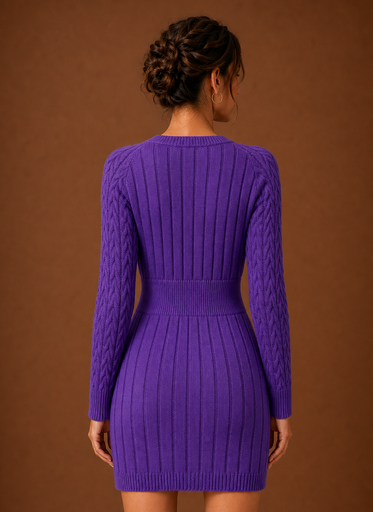 Lise – Robe Pull Courte Maille Torsadée Femme