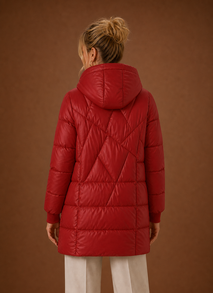 Rubis – Doudoune Longue à Capuche Femme