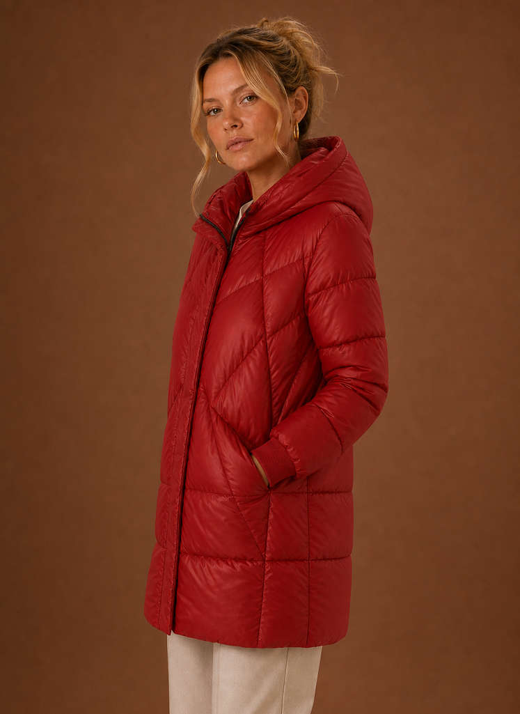 Rubis – Doudoune Longue à Capuche Femme