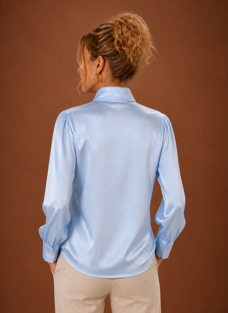 Sophie – Chemisier Effet Satin Femme Col Lavallière