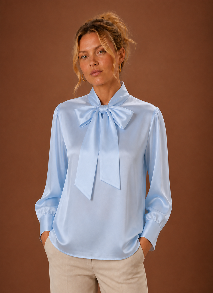 Sophie – Chemisier Effet Satin Femme Col Lavallière