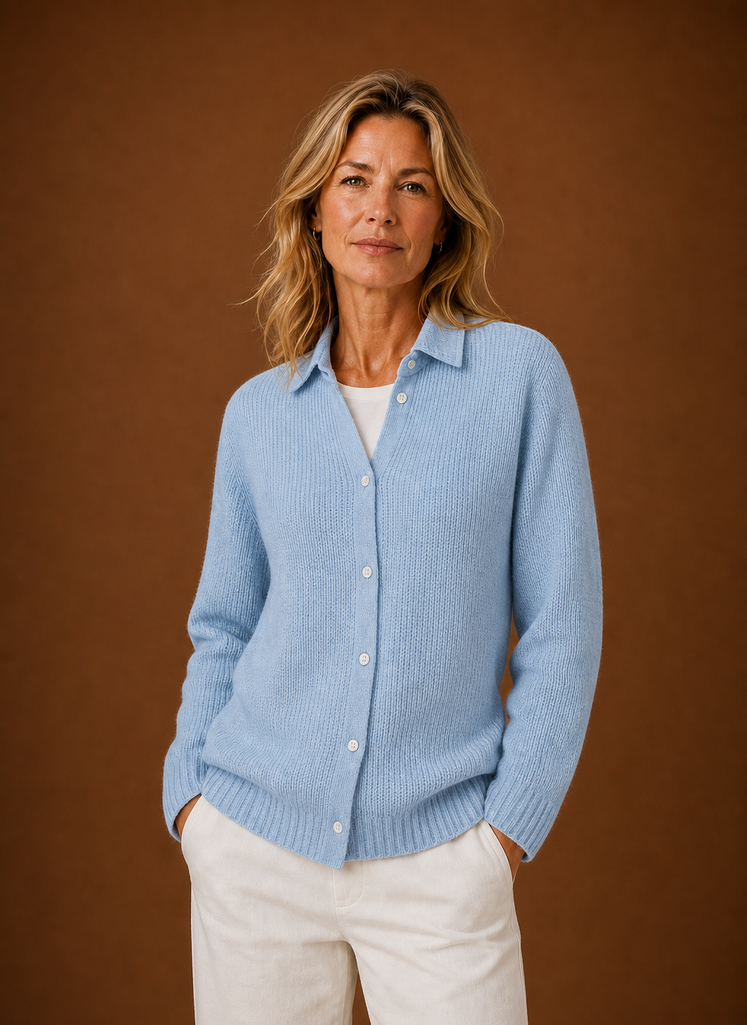 Pétale – Gilet Boutonné Femme en Maille
