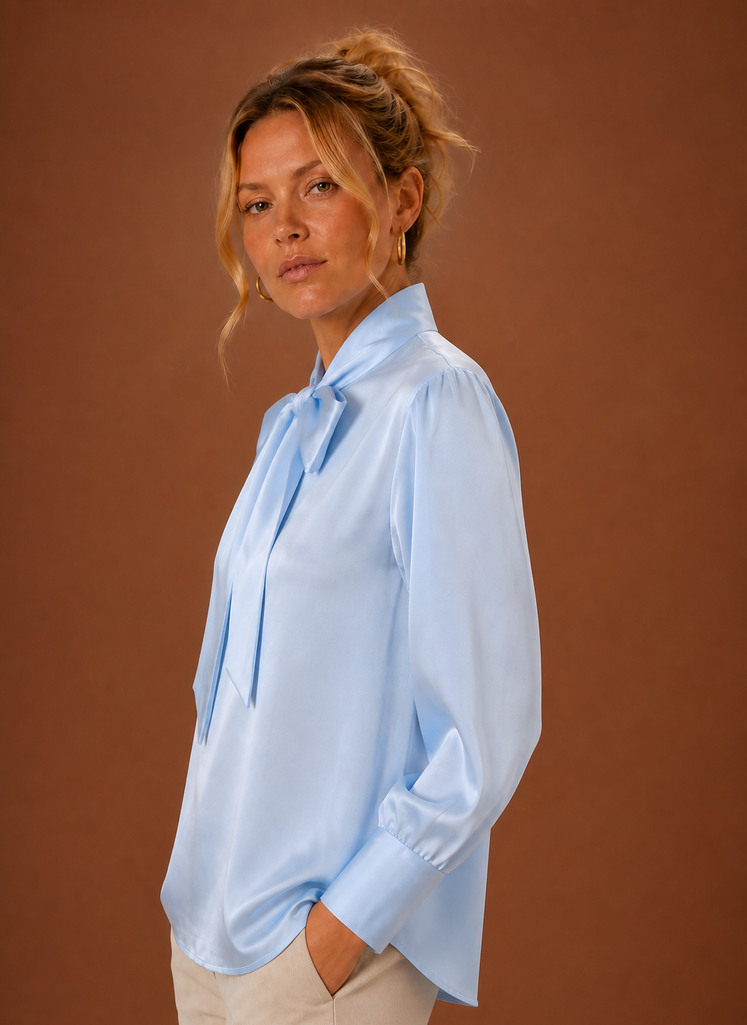 Sophie – Chemisier Effet Satin Femme Col Lavallière
