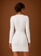 Lise – Robe Pull Courte Maille Torsadée Femme