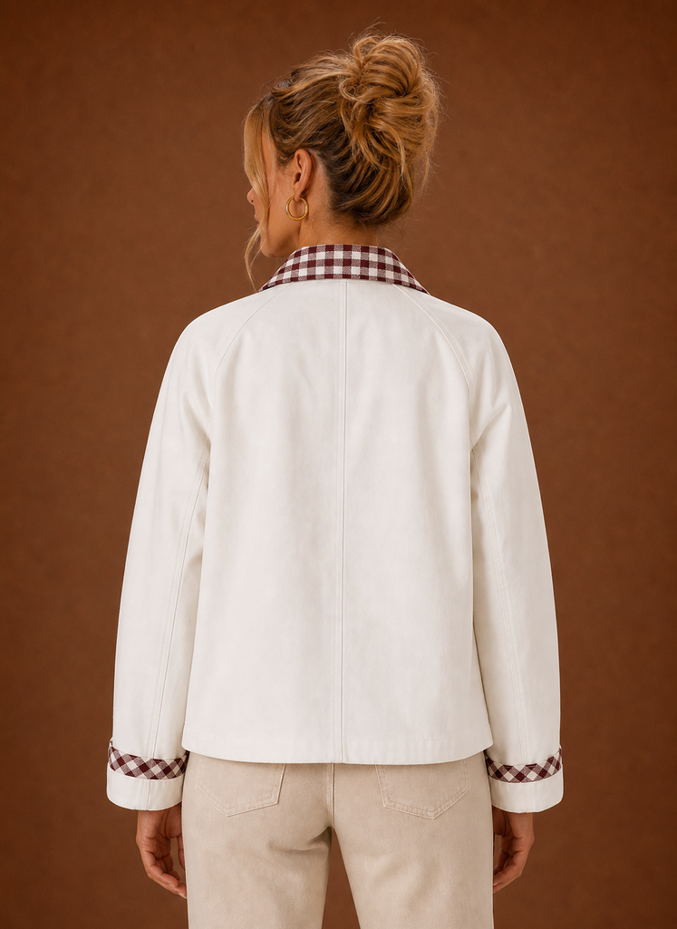 Juliette – Veste Workwear Femme Col Carreaux