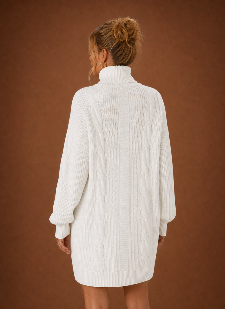 Alpine – Robe Pull Col Roulé Femme en Maille