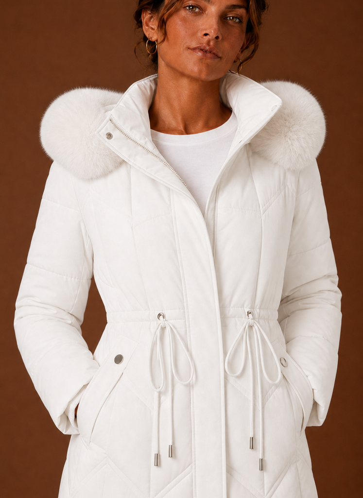 Courchevel – Doudoune Longue Femme Capuche Fausse Fourrure