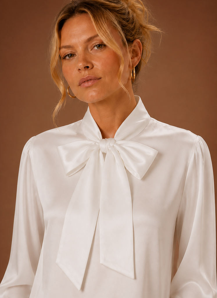 Sophie – Chemisier Effet Satin Femme Col Lavallière