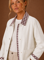 Juliette – Veste Workwear Femme Col Carreaux