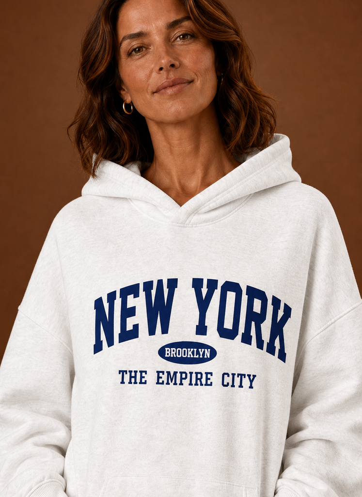 Manhattan – Sweat à Capuche Oversize Femme Imprimé New York