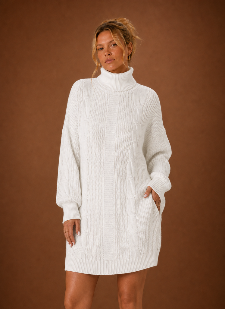 Alpine – Robe Pull Col Roulé Femme en Maille