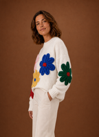 Bouquet – Pull Oversize Femme Maille Fleurie