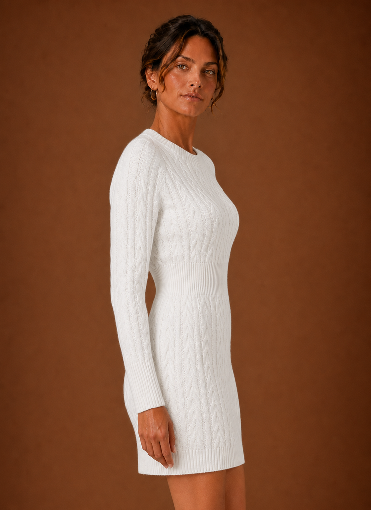 Lise – Robe Pull Courte Maille Torsadée Femme
