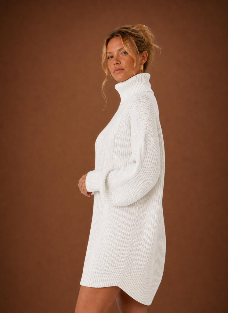 Alpine – Robe Pull Col Roulé Femme en Maille