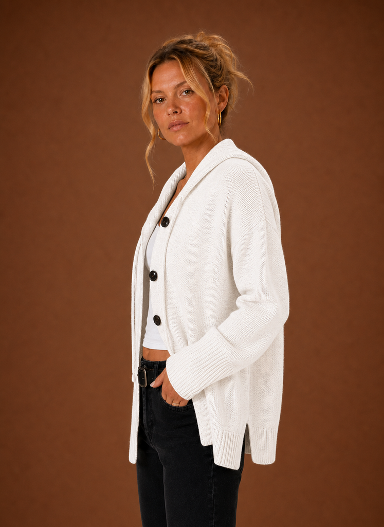 Clémence – Gilet Oversize Boutonné Femme en Maille