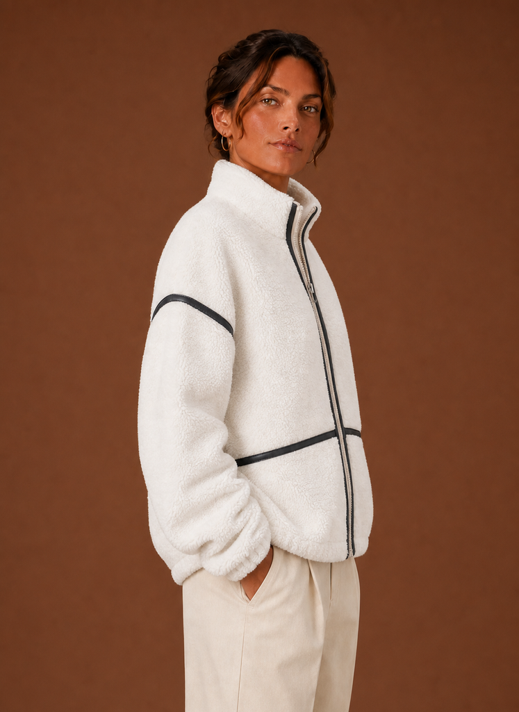 Capucine – Veste Sherpa Zippée Femme Col Montant