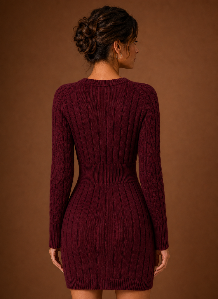 Lise – Robe Pull Courte Maille Torsadée Femme