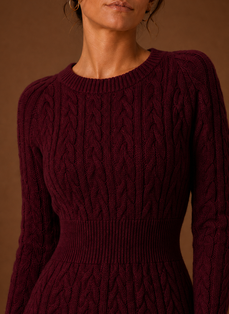 Lise – Robe Pull Courte Maille Torsadée Femme