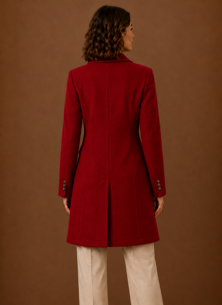 Charlotte – Manteau Long Croisé Femme Coupe Tailleur