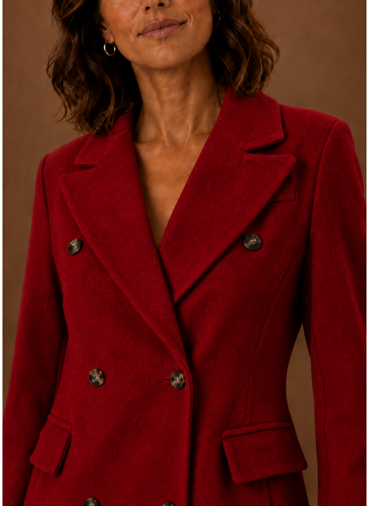 Charlotte – Manteau Long Croisé Femme Coupe Tailleur