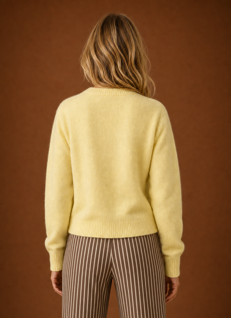 Mélanie – Gilet Col Rond Boutonné Femme en Maille